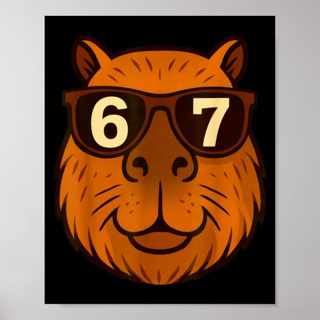 Póster Funny Capybara Sungles 67 Six Seven Meme  (Frente)