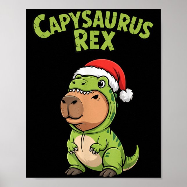 Póster Funny Capybara T-rex Costume Christmas Kids Boys  (Frente)