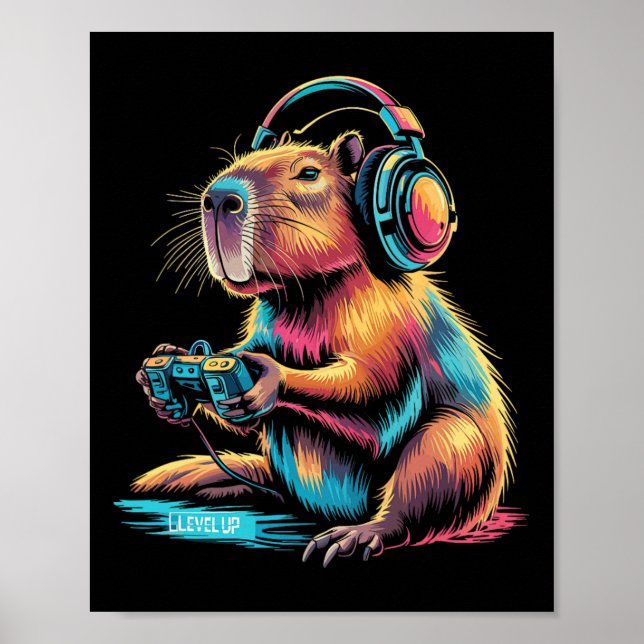 Póster Funny Capyra Video Gamer Capyra  (Frente)