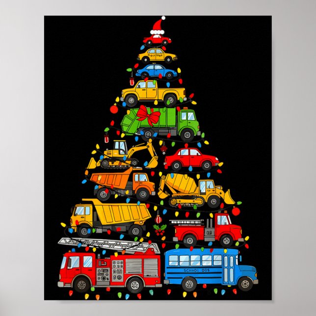 Póster Funny Car Christmas Tree Xmas Light Boys Kids Todd (Frente)