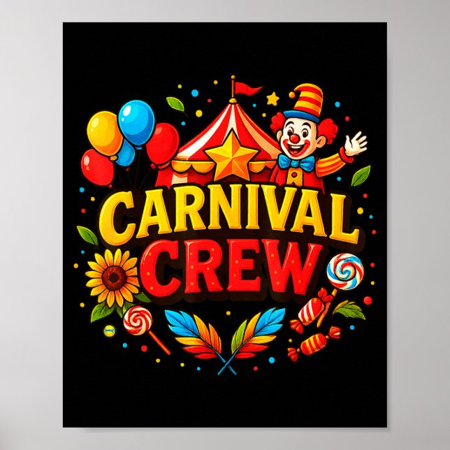 Póster Funny Carnival Crew Circus Party Staff Costume Pri (Frente)