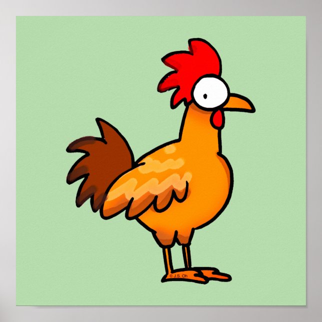 Póster Funny Cartoon Chicken Illustration (Frente)