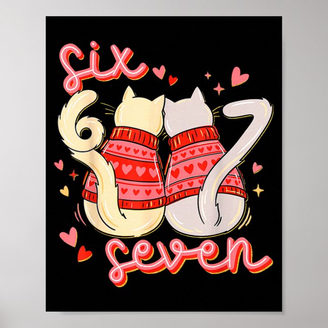 Póster Funny Cat 67 Meme Six Seven Gen Alpha Slang Valent (Frente)