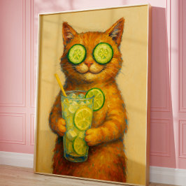 Póster Funny Cat art, Funny Relaxing Cat