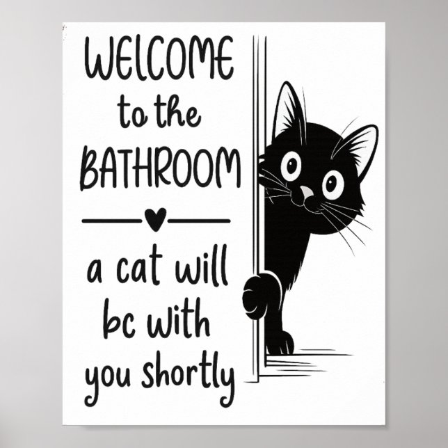 Póster Funny Cat Bathroom Poster (Frente)