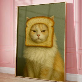 Póster Funny Cat Bread Surreal Aesthetic Wall Art Print
