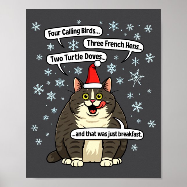 Póster Funny Cat Christmas Carol Meme Merch Santa Hat Kit (Frente)