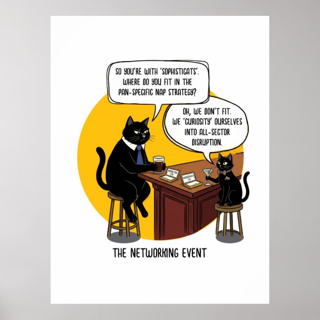 Póster Funny Cat Office Humor Networking Event Meme Gift (Frente)