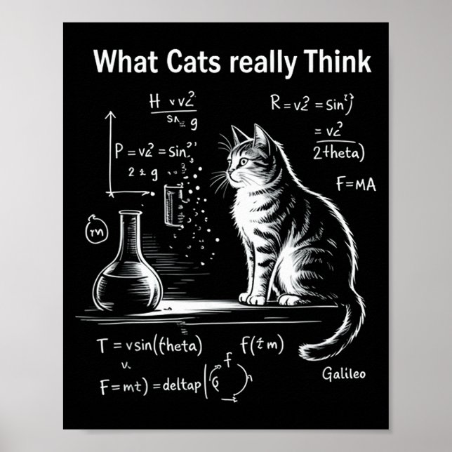 Póster Funny Cat Physics Humor Design What Cats Really Th (Frente)