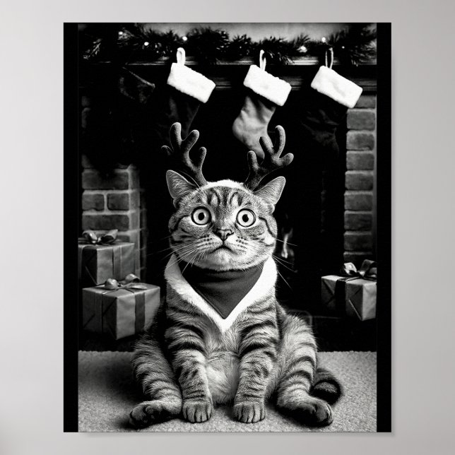 Póster Funny Cat Taking A Selfie Christmas Xmas Pajamas H (Frente)