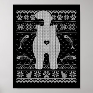 Póster Funny Cat Ugly Navidades Sweater Familiares X