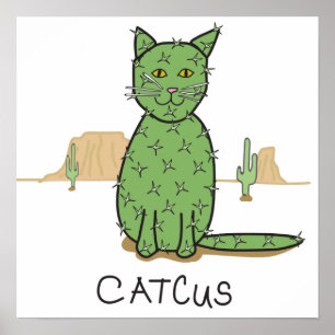 Póster Funny "Catcus" Cactus Drawing