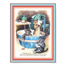 Funny Cats Bath de Louis Wain Vintage Art copy
