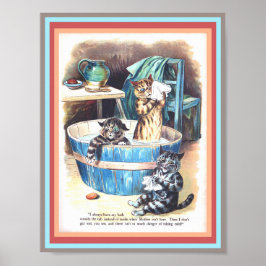 Póster Funny Cats Bath de Louis Wain Vintage Art copy