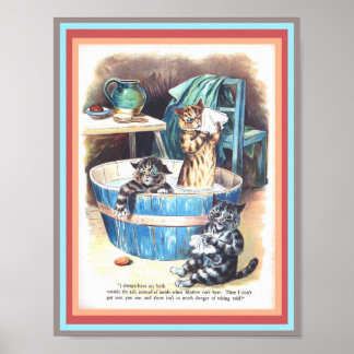 Póster Funny Cats Bath de Louis Wain Vintage Art copy