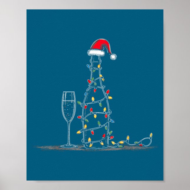Póster Funny Champagne Christmas Graphics Lights Lover Dr (Frente)