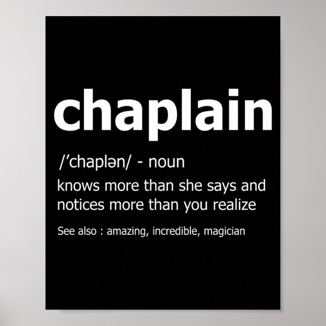 Póster Funny Chaplain Definition New Job Gift For Chaplai (Frente)
