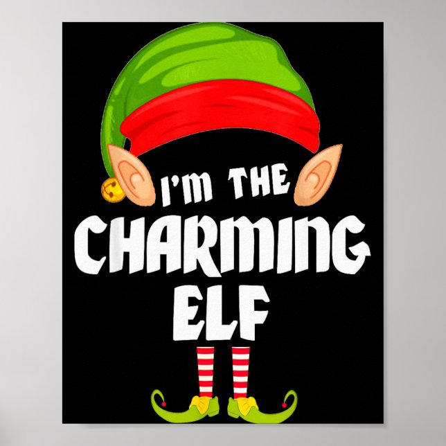 Póster Funny Charming Elf Matching Family Group Pj Christ (Frente)