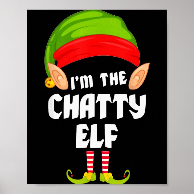 Póster Funny Chatty Elf Matching Family Group Pj Christma (Frente)