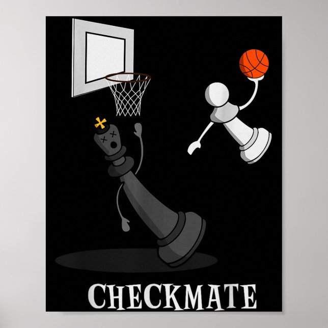 Póster Funny Checkmate Chess Basketball Game Board King P (Frente)
