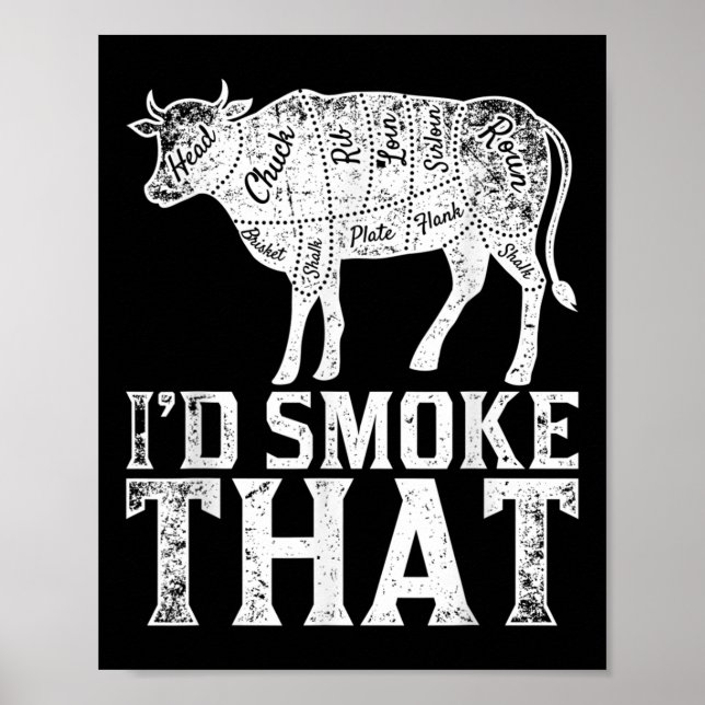 Póster Funny Chef Bbq Grilling Steak Lover Gift Ba (Frente)