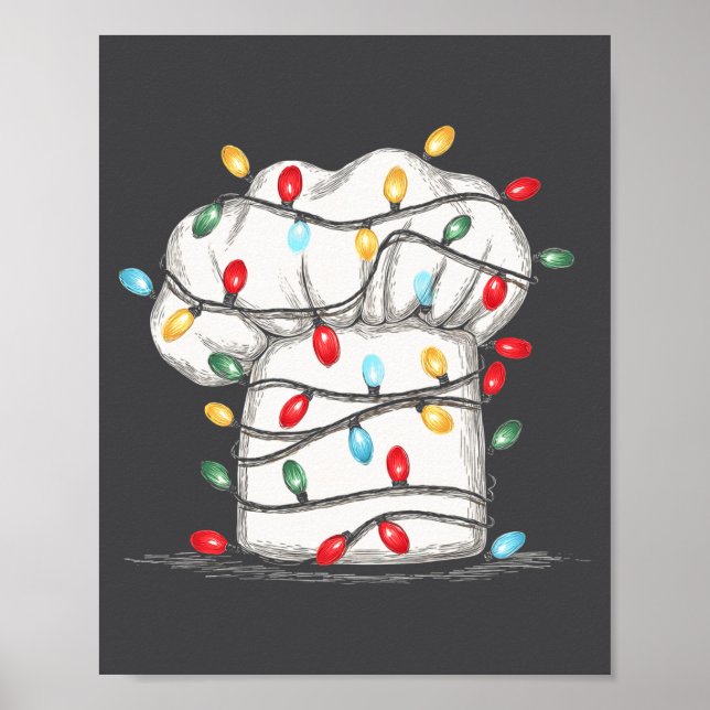 Póster Funny Chef Christmas Graphics Lights Lover Cook Co (Frente)
