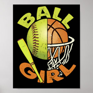 Póster Funny Chica de baloncesto de Softball