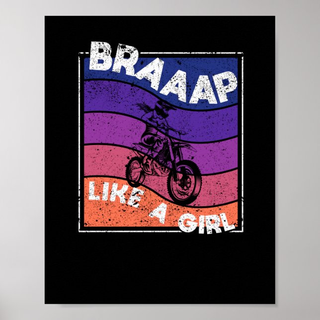 Póster Funny Chica de motocicleta Motocross Dirke Bike Br (Frente)