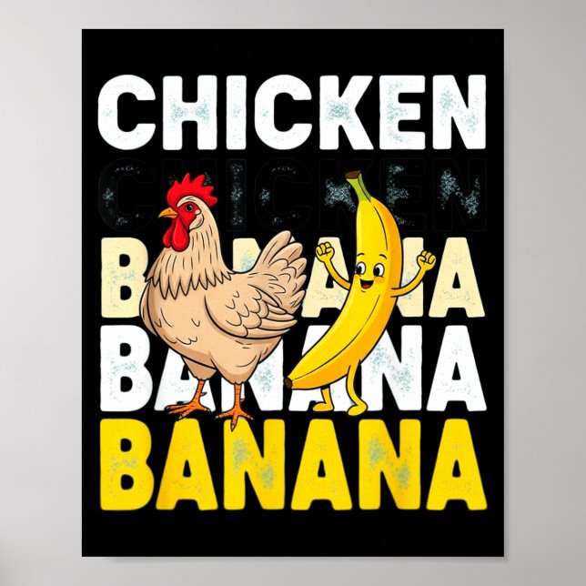 Póster Funny Chicken Banana Dance Meme For Kids &amp; Adu (Frente)
