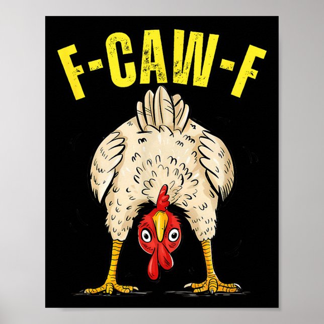 Póster Funny Chicken Butt F-caw-f Rooster Country Farm He (Frente)