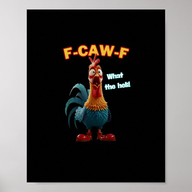 Póster Funny Chicken F-Caw-F Poultry Humor Tee (Frente)