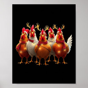 Póster Funny Chicken Navidades Encender Granja Cute Anima