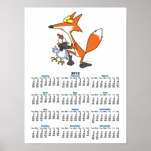 Póster funny chicken stealing stealer fox (Frente)