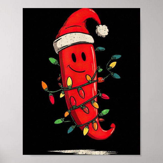Póster Funny Chili Pepper Christmas Graphics Lights Lover (Frente)