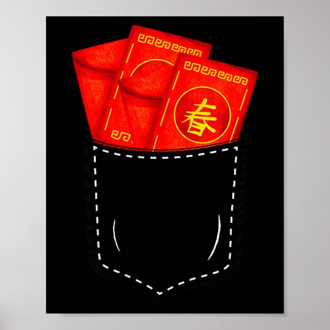 Póster Funny Chinese New Year Fake Cket Red Envelopes Luc (Frente)