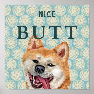 Póster Funny Chiste de fondo de escritorio Retro Akita