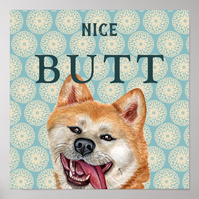 Póster Funny Chiste de fondo de escritorio Retro Akita (Frente)
