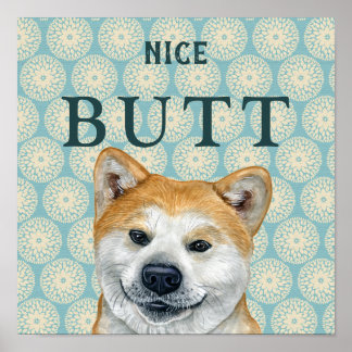 Póster Funny Chiste de fondo de escritorio Retro Akita