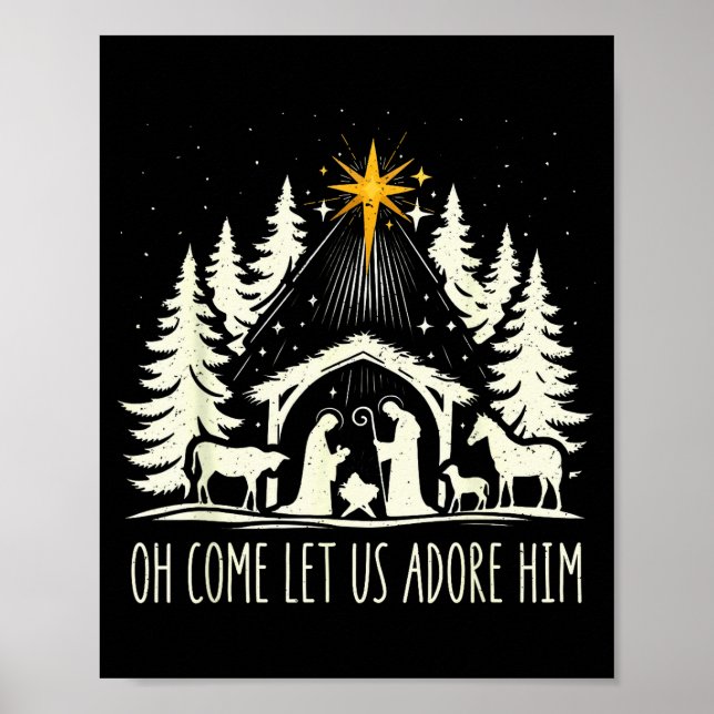 Póster Funny Christian Christmas Jesus Oh Come Let Us Ado (Frente)