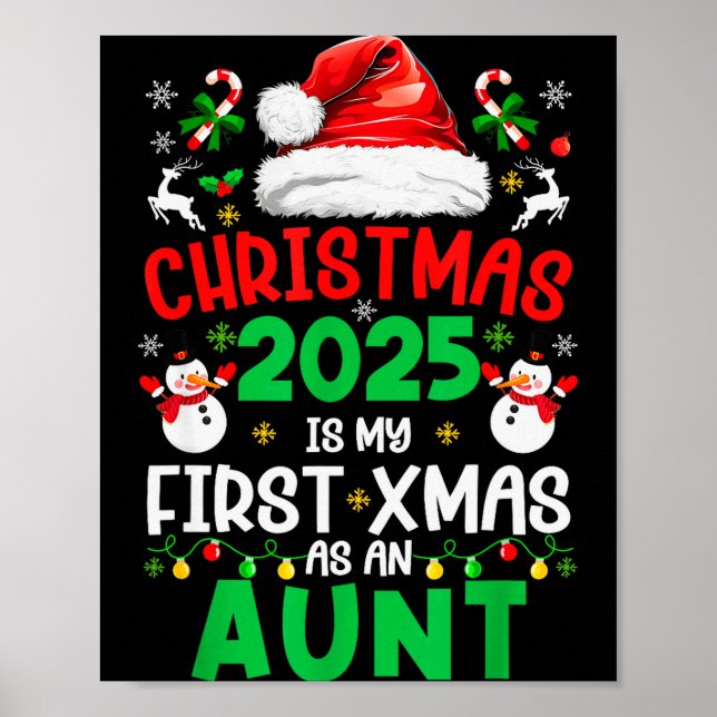 Póster Funny Christmas 2025 Is My First Xmas As An Aunt F (Frente)