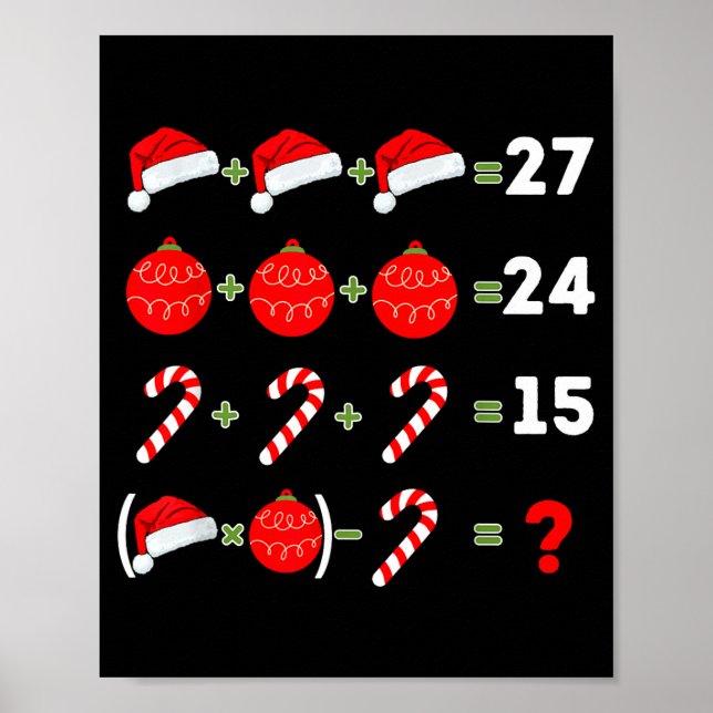 Póster Funny Christmas 6 7 Puzzle Santa Hat Ornament Cand (Frente)