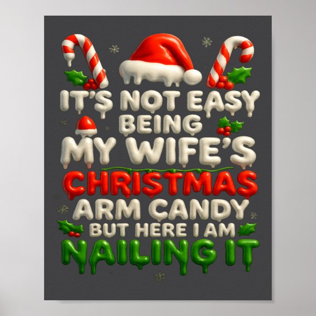 Póster Funny Christmas Arm Candy Husband Holiday Couple H (Frente)