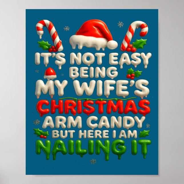 Póster Funny Christmas Arm Candy Husband Holiday Couple H (Frente)