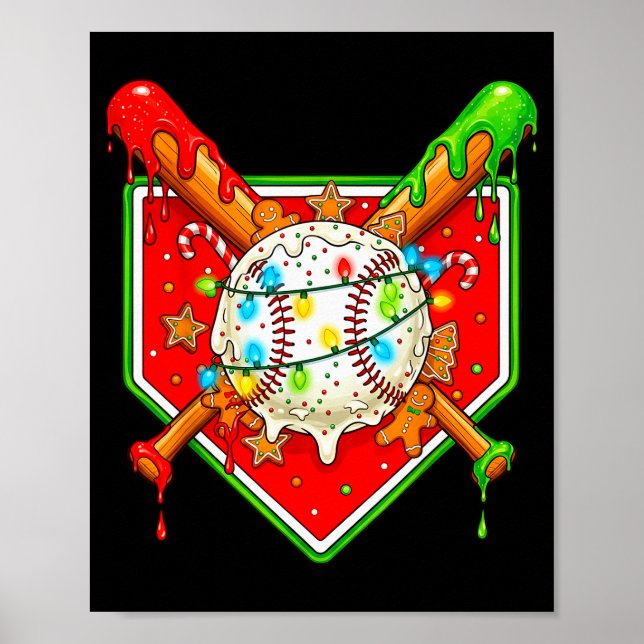 Póster Funny Christmas Baseball Ice Cream Drip Men Women  (Frente)
