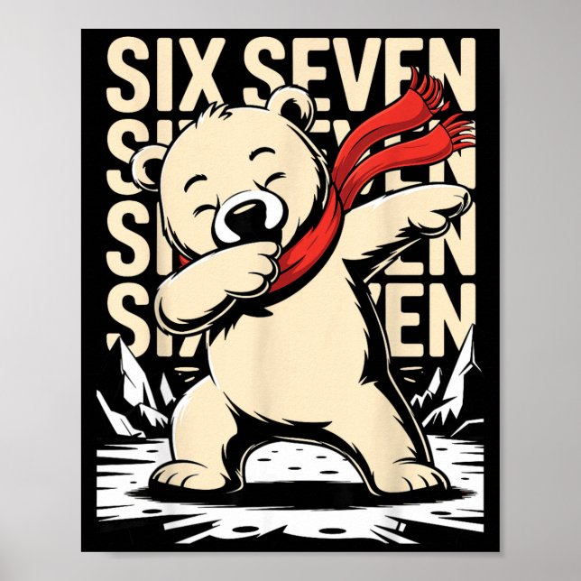 Póster Funny Christmas Bear Dabbing Xmas Dab Six Seven 67 (Frente)