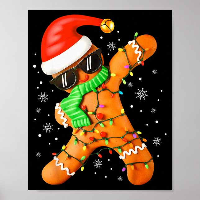 Póster Funny Christmas Boys Kids Dabbing Gingerbread Xmas (Frente)