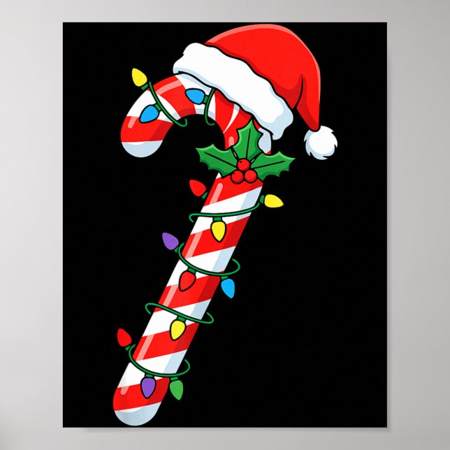 Póster Funny Christmas Candy Canes Santa Xmas Kids Men Wo (Frente)