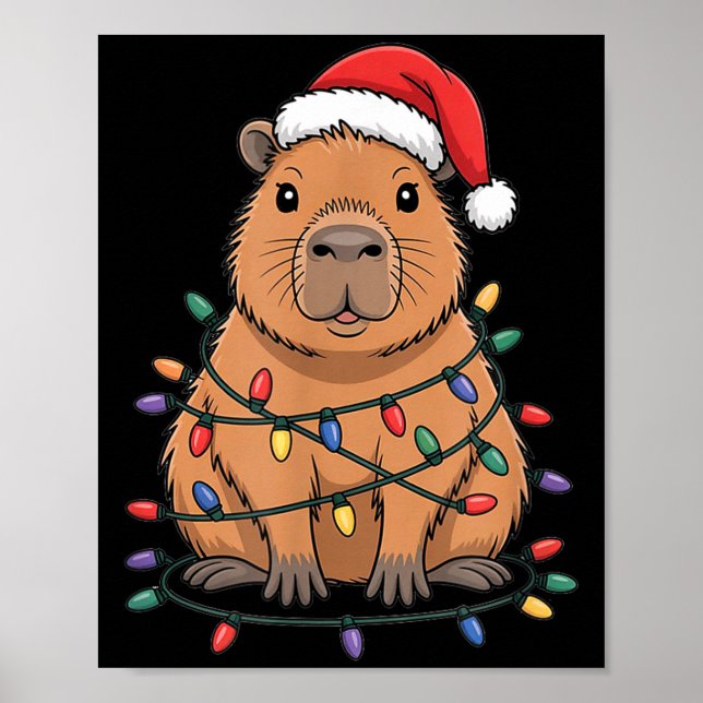 Póster Funny Christmas Capybara Cute Cartoon Desing  (Frente)