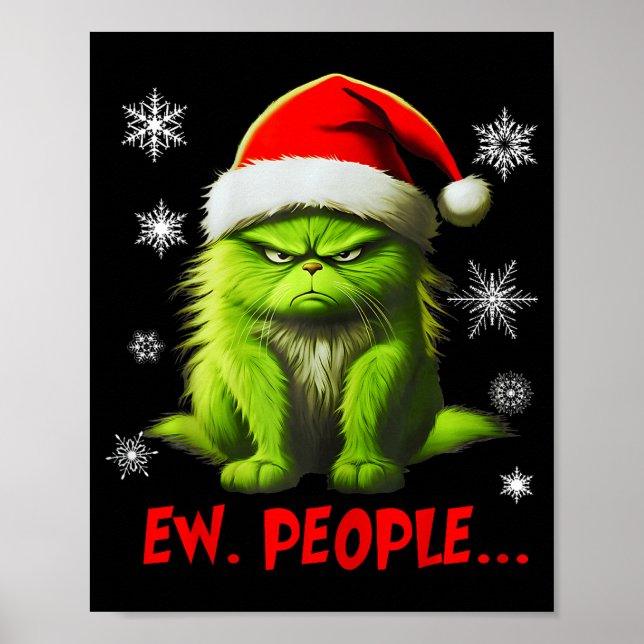 Póster Funny Christmas Cat Ew People Meowy Cat Lovers Men (Frente)