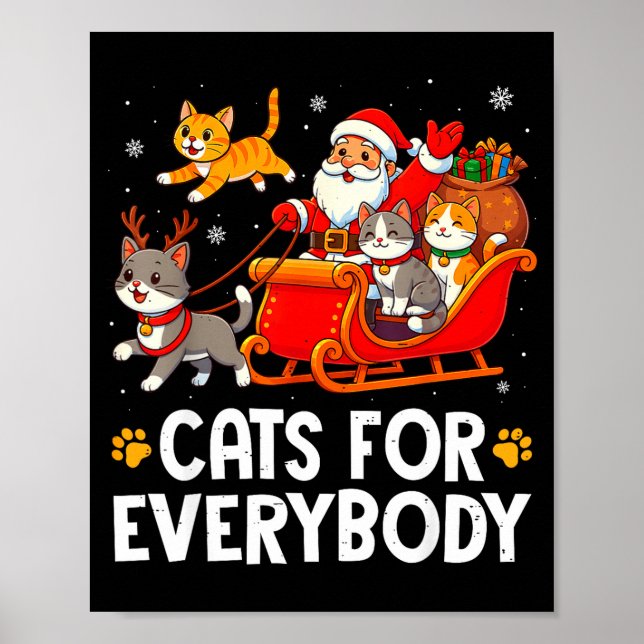 Póster Funny Christmas Cat Santa Xmas Pajamas Cats For Ev (Frente)